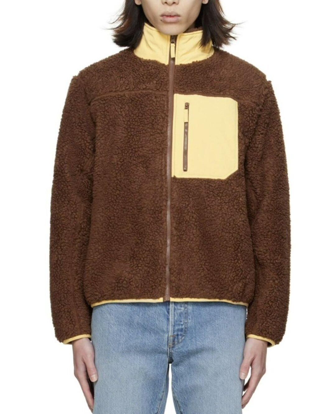 Madhappy Unisex Brown Fleece Full Zip Sherpa Jacket New